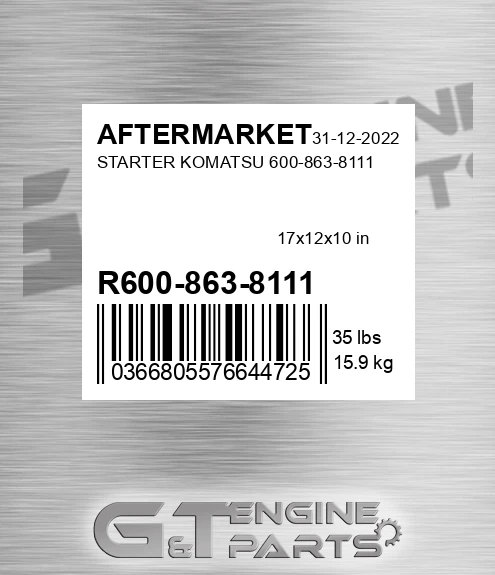 R600-863-8111 Starter Komatsu 600-863-8111 for AFTERMARKET