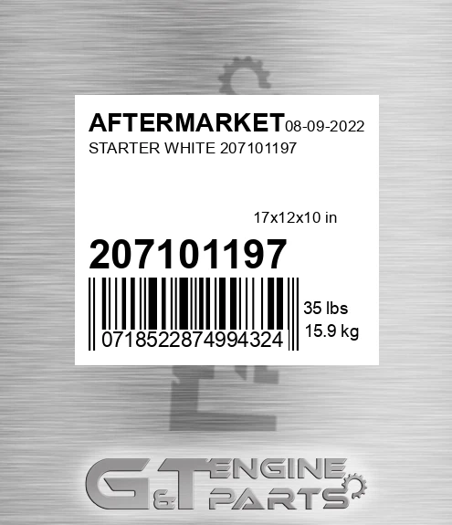 207101197 Starter White for AFTERMARKET