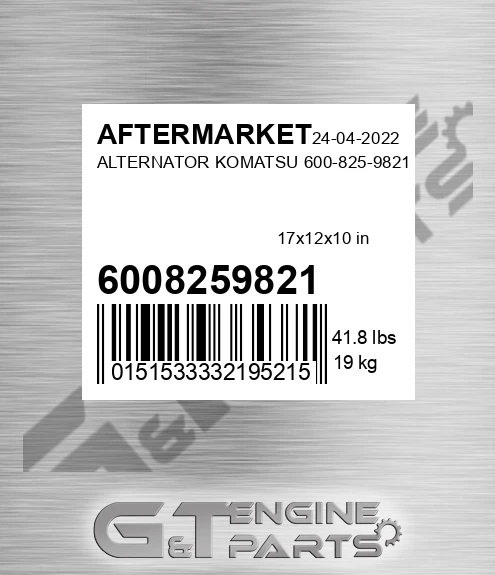 6008259821 Alternator Komatsu for AFTERMARKET