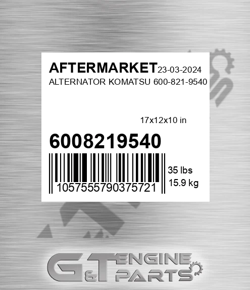 6008219540 Alternator Komatsu for AFTERMARKET