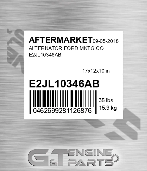 E2JL10346AB Alternator Ford Mktg Co for AFTERMARKET