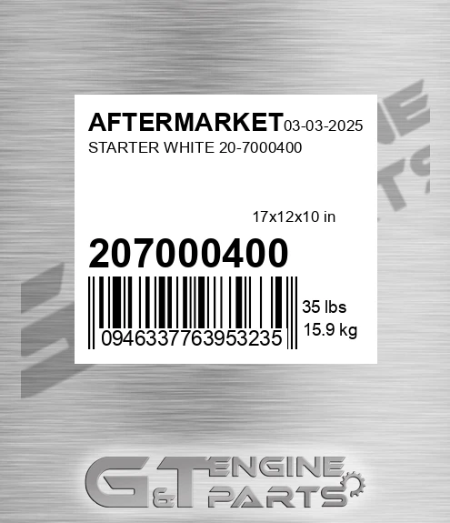 207000400 Starter White