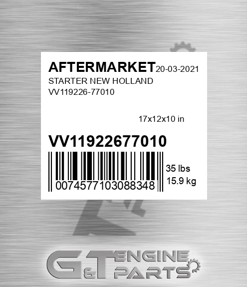 VV11922677010 Starter New Holland Vv119226-77010 for AFTERMARKET
