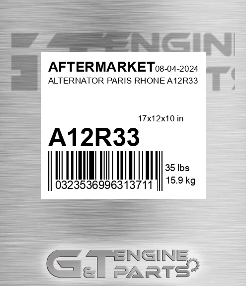 A12R33 Alternator Paris Rhone for AFTERMARKET