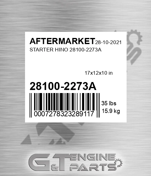 28100-2273A Starter Hino 28100-2273a for AFTERMARKET