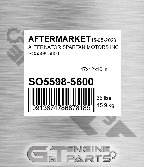 SO5598-5600 Alternator Spartan Motors Inc So5598-5600 for AFTERMARKET