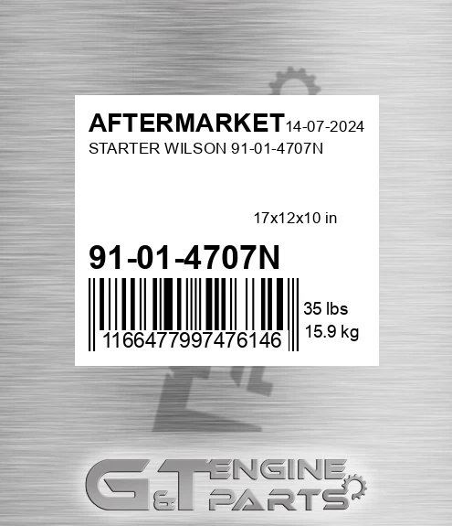 91-01-4707N Starter Wilson 91-01-4707n for AFTERMARKET