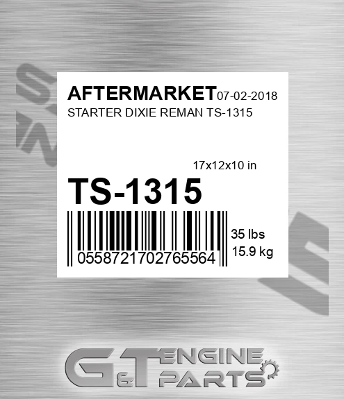 TS-1315 Starter Dixie Reman Ts-1315 for AFTERMARKET
