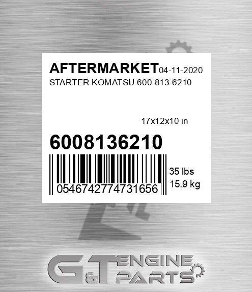 6008136210 Starter Komatsu for AFTERMARKET