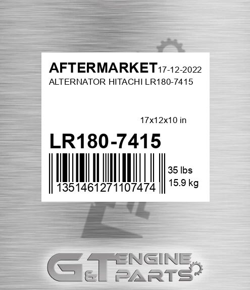 LR180-7415 Alternator Hitachi Lr180-7415 for AFTERMARKET