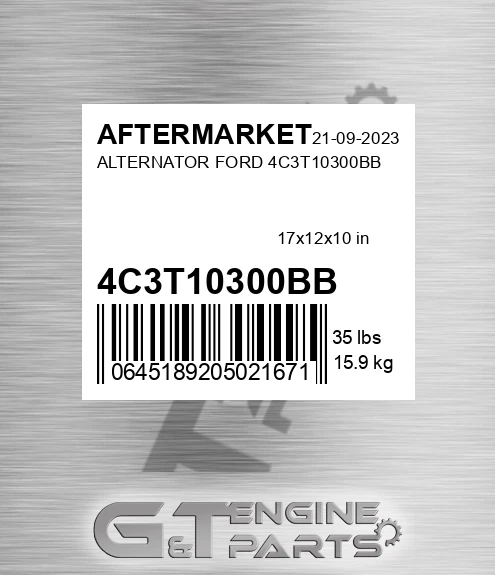 4C3T10300BB Alternator Ford 4c3t10300bb for AFTERMARKET