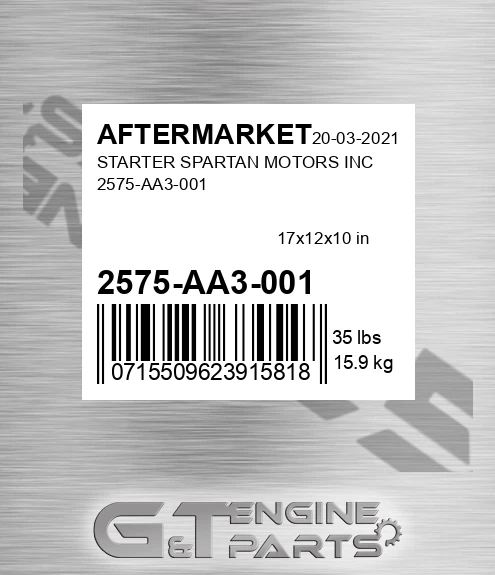 2575-AA3-001 Starter Spartan Motors Inc 2575-aa3-001 for AFTERMARKET