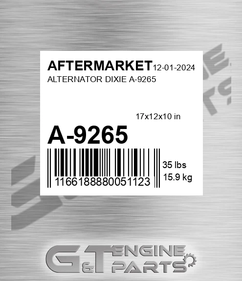 A-9265 Alternator Dixie A-9265 for AFTERMARKET