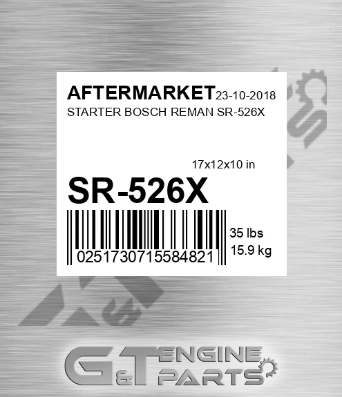 SR-526X Starter Bosch Reman Sr-526x for AFTERMARKET