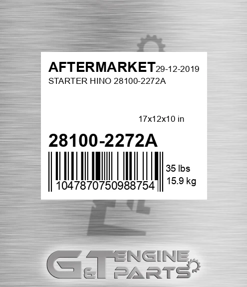 28100-2272A Starter Hino 28100-2272a for AFTERMARKET