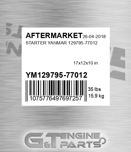 YM129795-77012 Starter Yanmar 129795-77012 for AFTERMARKET