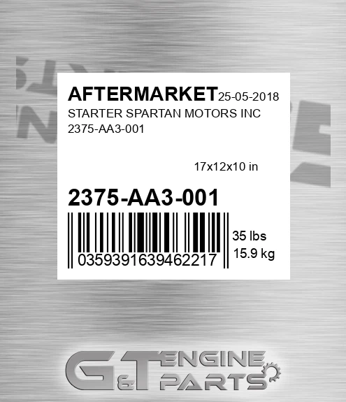 2375-AA3-001 Starter Spartan Motors Inc 2375-aa3-001 for AFTERMARKET
