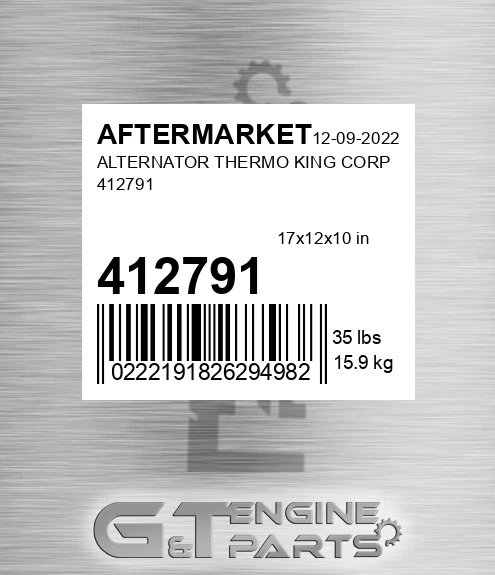 412791 Alternator Thermo King Corp for AFTERMARKET