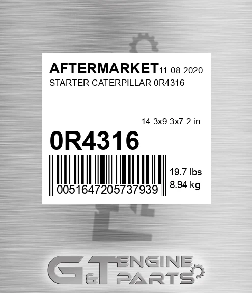 0R4316 Starter Caterpillar 0r4316 for AFTERMARKET