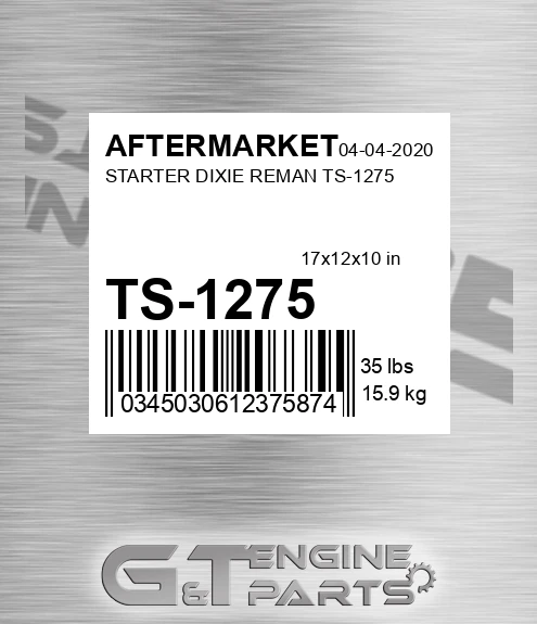 TS-1275 Starter Dixie Reman Ts-1275 for AFTERMARKET