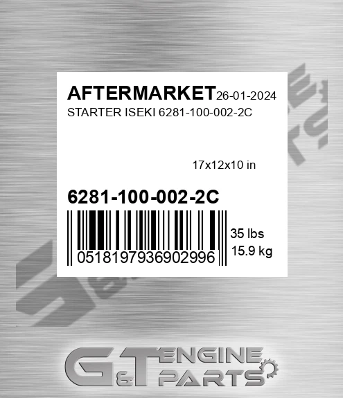 6281-100-002-2C Starter Iseki 6281-100-002-2c for AFTERMARKET