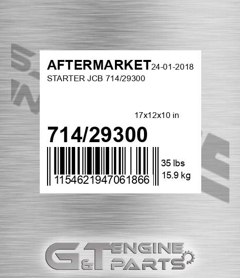 714/29300 Starter Jcb 714/29300 for AFTERMARKET