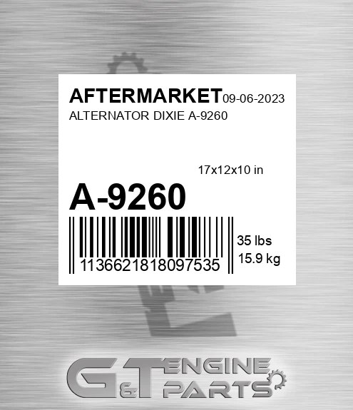 A-9260 Alternator Dixie A-9260 for AFTERMARKET