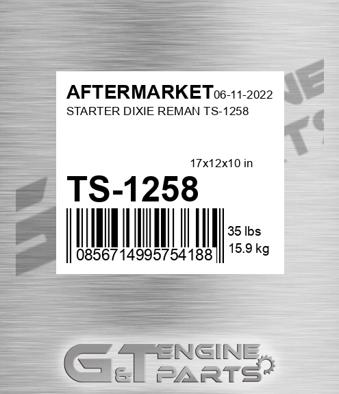 TS-1258 Starter Dixie Reman Ts-1258 for AFTERMARKET