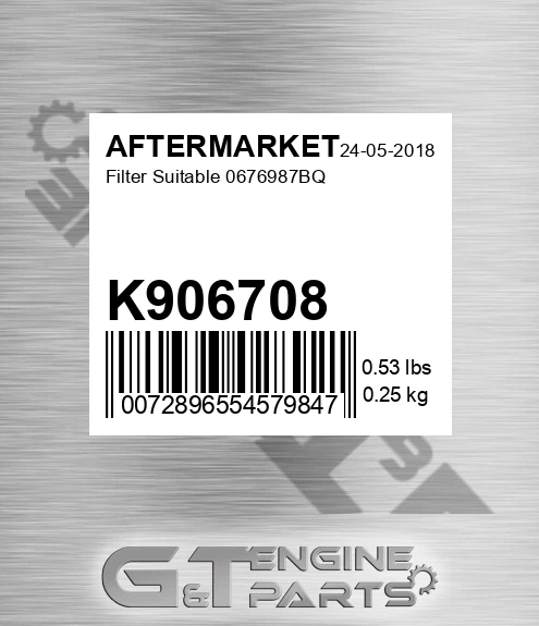 K906708 Filter Suitable 0676987bq