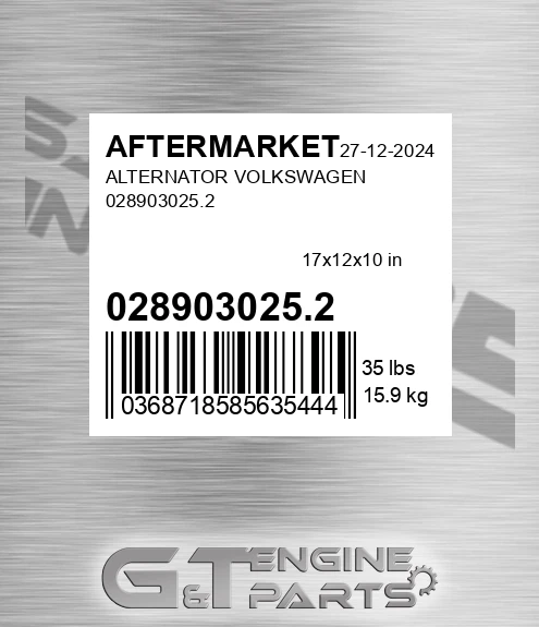 028903025.2 Alternator Volkswagen 028903025.2 for AFTERMARKET