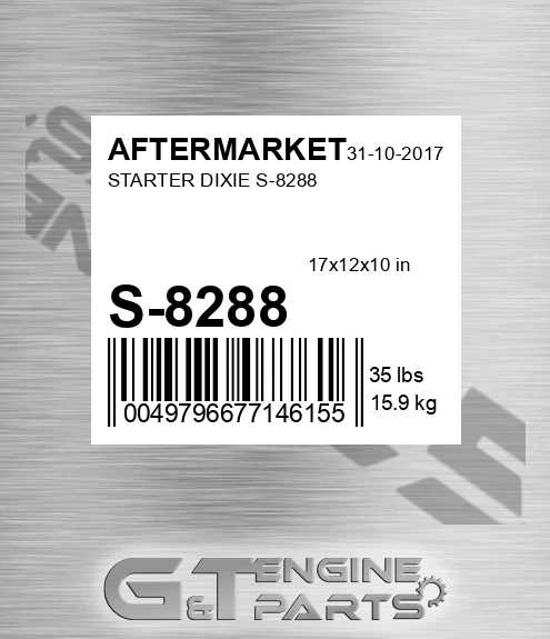 S-8288 Starter Dixie S-8288 for AFTERMARKET