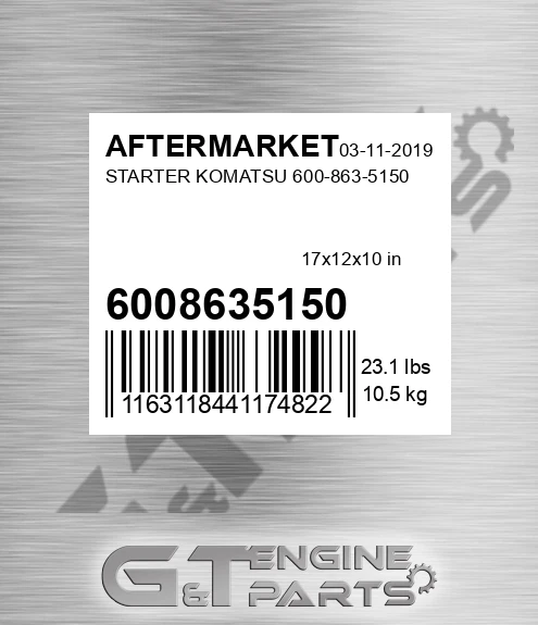 6008635150 Starter Komatsu for AFTERMARKET