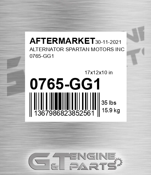 0765-GG1 Alternator Spartan Motors Inc 0765-gg1 for AFTERMARKET