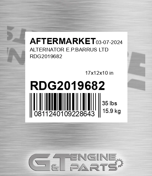 RDG2019682 Alternator E.p.barrus Ltd for AFTERMARKET