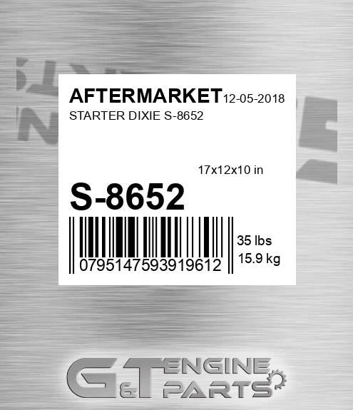 S-8652 Starter Dixie S-8652 for AFTERMARKET