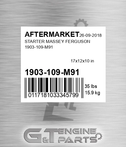 1903-109-M91 Starter Massey Ferguson 1903-109-m91 for AFTERMARKET