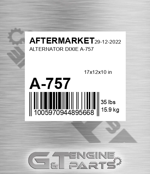 A-757 Alternator Dixie A-757 for AFTERMARKET
