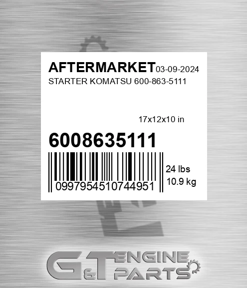 6008635111 Starter Komatsu for AFTERMARKET