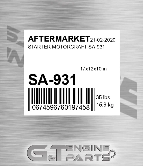 SA-931 Starter Motorcraft Sa-931 for AFTERMARKET