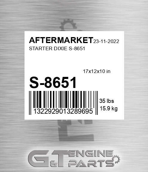 S-8651 Starter Dixie S-8651 for AFTERMARKET