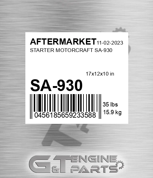 SA-930 Starter Motorcraft Sa-930 for AFTERMARKET