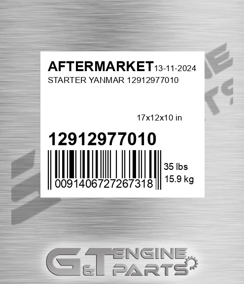 12912977010 Starter Yanmar 12912977010 for AFTERMARKET