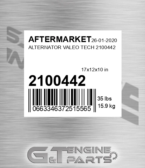 2100442 Alternator Valeo Tech