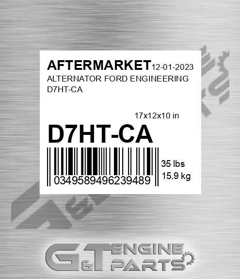 D7HT-CA Alternator Ford Engineering D7ht-ca for AFTERMARKET