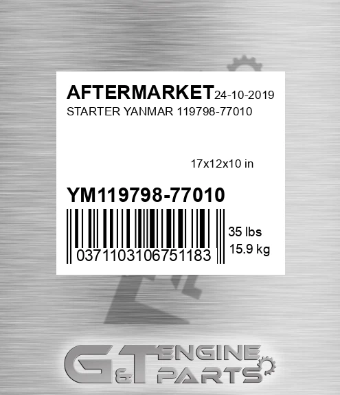 YM119798-77010 Starter Yanmar 119798-77010 for AFTERMARKET