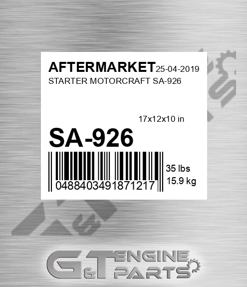 SA-926 Starter Motorcraft Sa-926 for AFTERMARKET