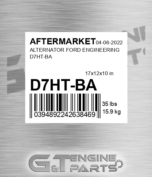 D7HT-BA Alternator Ford Engineering D7ht-ba for AFTERMARKET