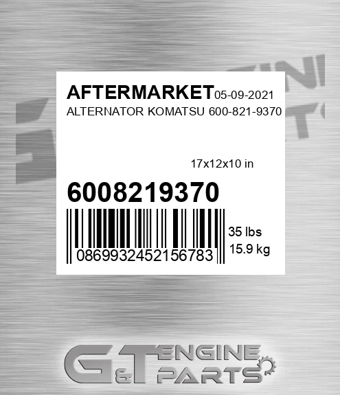 6008219370 Alternator Komatsu for AFTERMARKET