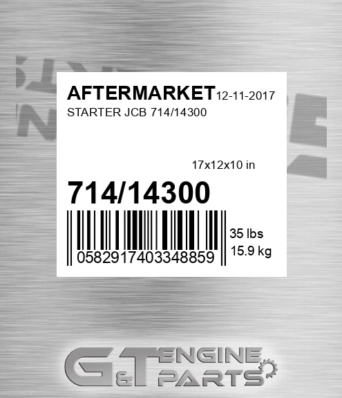 714/14300 Starter Jcb 714/14300 for AFTERMARKET