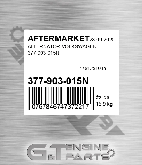 377-903-015N Alternator Volkswagen 377-903-015n for AFTERMARKET